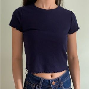 ⭐️Ruffled navy crop top (forever 21)